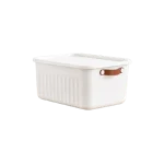 Boxsis Mix Colour Storage Box with Lid & Side Handles 10L 35 × 25 × 15 cm Model OM 1760 White & Brown