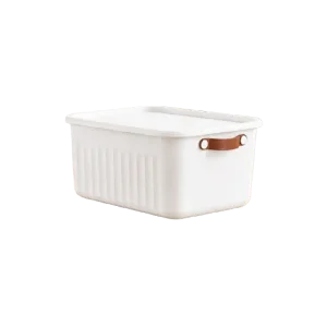 Boxsis Mix Colour Storage Box with Lid & Side Handles 10L 35 × 25 × 15 cm Model OM 1760 White & Brown