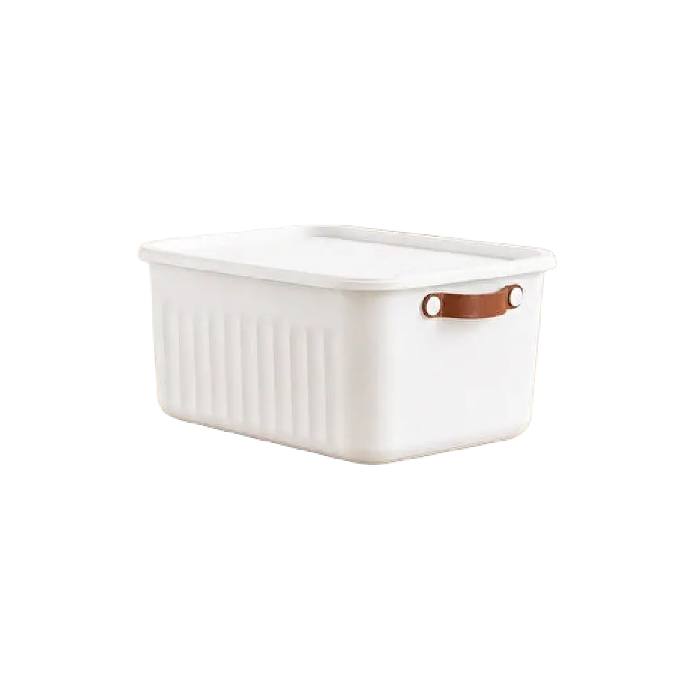 Boxsis Mix Colour Storage Box with Lid & Side Handles 10L 35 × 25 × 15 cm Model OM 1760 White & Brown