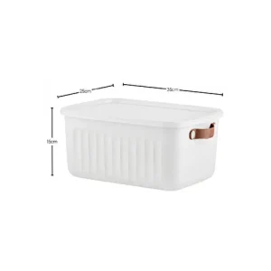 Boxsis Mix Colour Storage Box with Lid & Side Handles 10L 35 × 25 × 15 cm Model OM 1760 White & Brown1