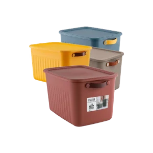 Boxsis Mix Colour Storage Box with Lid & Side Handles 15L Model OM 1690 Assorted Colors 35 x 25 x 22 cm