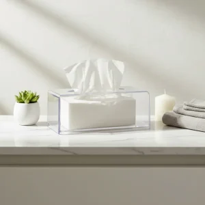 Clear Acrylic Tissue Box Cover Standard Size Rectangular Model Transparent1