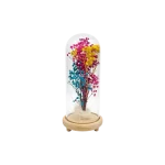 Decorative-Dried-Flower-Glass-Dome-Wooden-Base-Multicolor-Elegant-Home-Décor Decorative Dried Flower Glass Dome Wooden Base Multicolor Elegant Home Décor