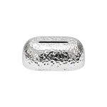 Decorative Tissue Box Rear Refill Lid Standard Size Rounded Rectangular Model Hammered Silver