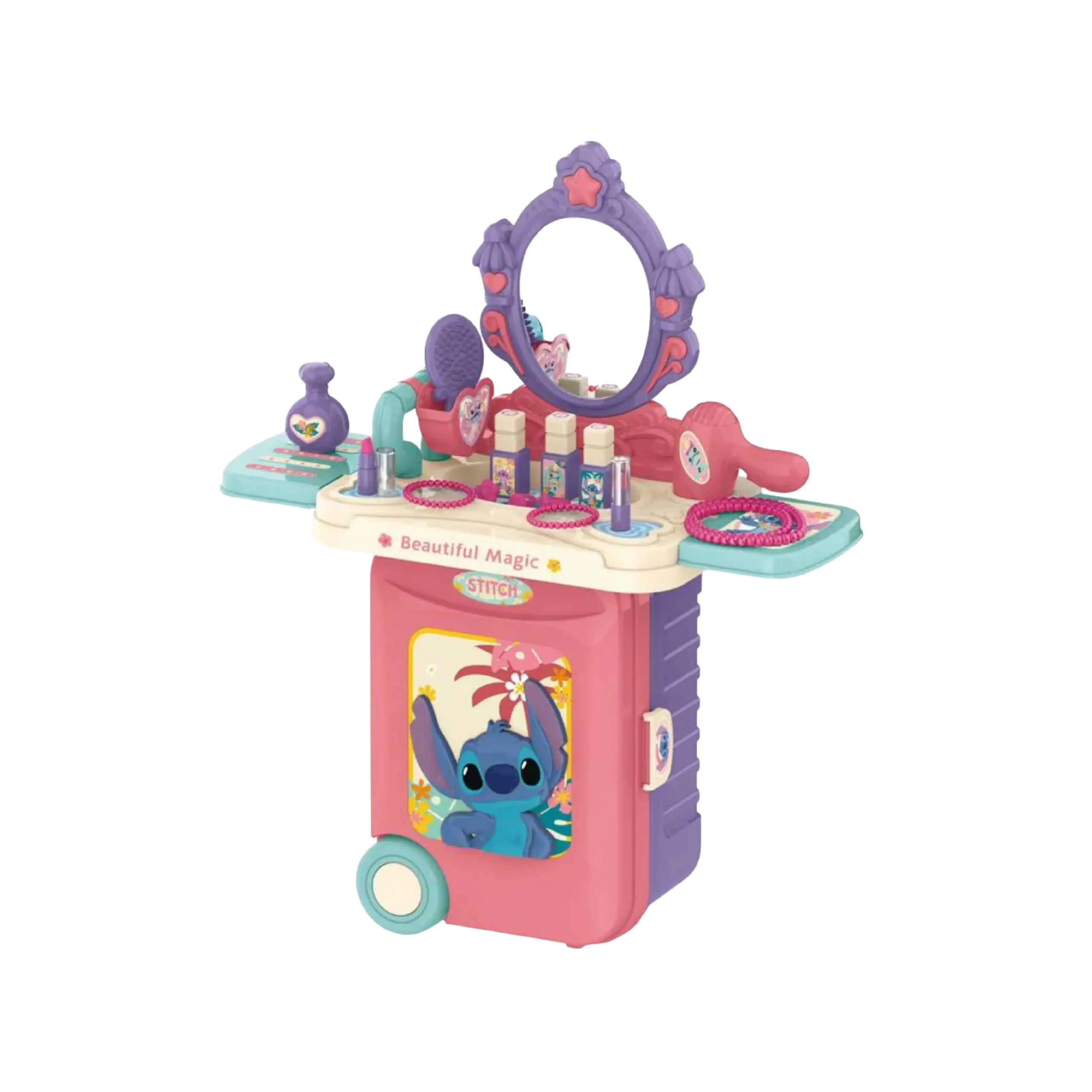 Disney-Stitch-3-in-1-Kids-Makeup-Trolley-Vanity-Play-Set-with-Light-&-Sound-Pink Disney Stitch 3 in 1 Kids Makeup Trolley Vanity Play Set with Light & Sound Pink