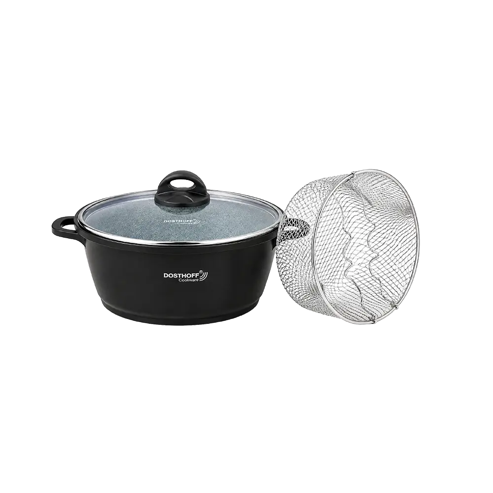 Dosthoff Deep 28cm Frying Black Pot Non Stick with Frying Basket Professional Cookware in Lebanon