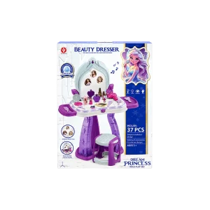 Dream Princess Beauty Dresser 37 Pieces Role Play Vanity Purple Set with Light, Sound & Stool1