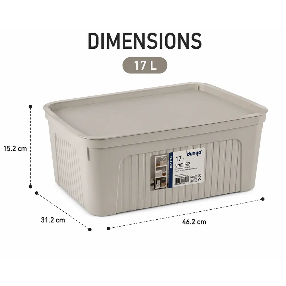 Dunya-17L-Unit-Multipurpose-46.2-x-31.2-x-15.2-cm-Storage-Box-with-Lid-305321 Dunya 17L Unit Multipurpose 46.2 x 31.2 x 15.2 cm Storage Box with Lid