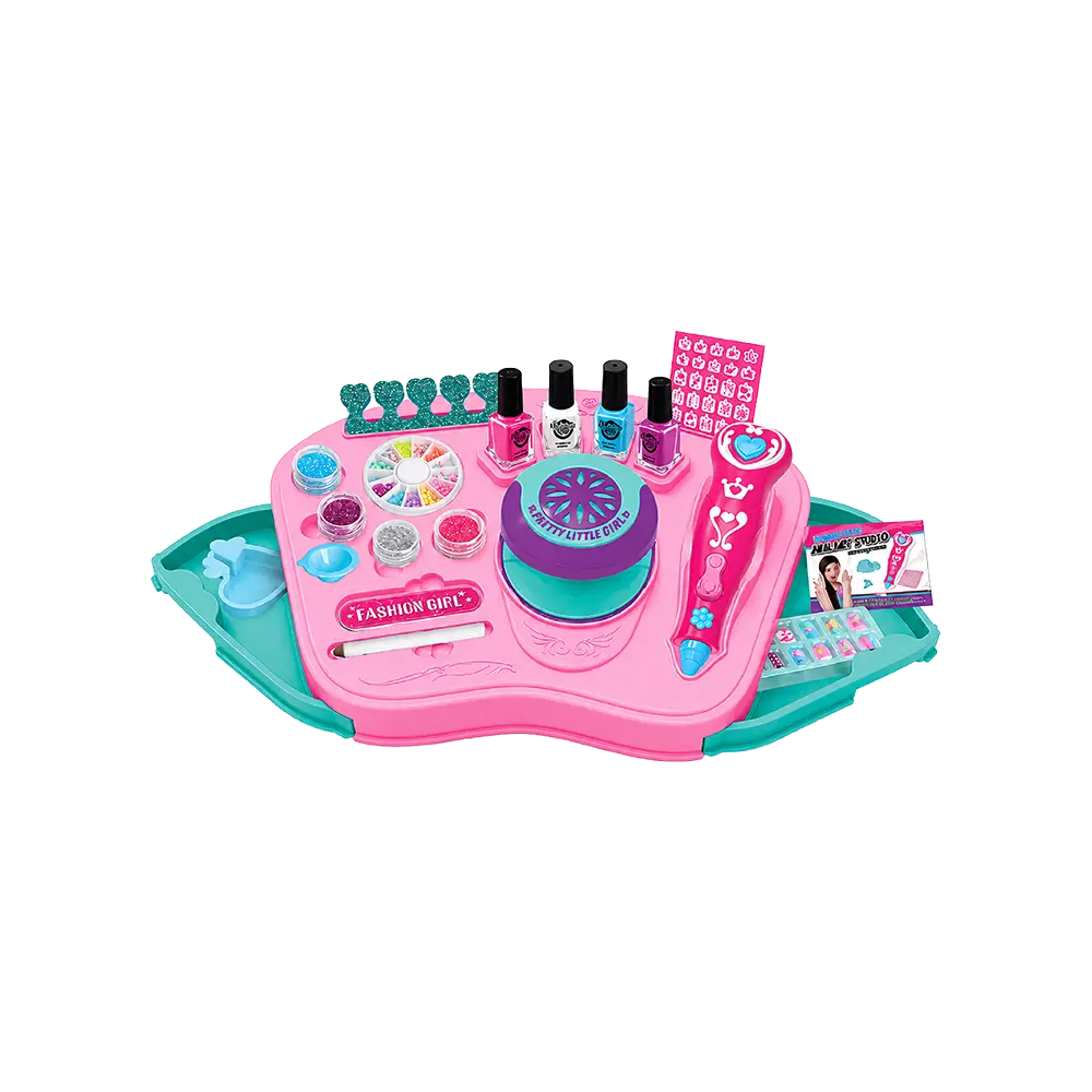 Fashion Star 20 Pieces DIY Nail Art Studio Play Pink Set with Nail Dryer & Accessories