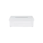 Frosted-Tissue-Box-Cover-Easy-Access-Top-Opening-Standard-Size-Rectangular-Model-White-&-Transparent Frosted Tissue Box Cover Easy Access Top Opening Standard Size Rectangular Model White & Transparent