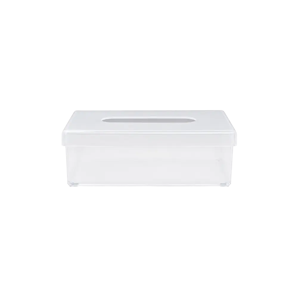 Frosted-Tissue-Box-Cover-Easy-Access-Top-Opening-Standard-Size-Rectangular-Model-White-&-Transparent Frosted Tissue Box Cover Easy Access Top Opening Standard Size Rectangular Model White & Transparent