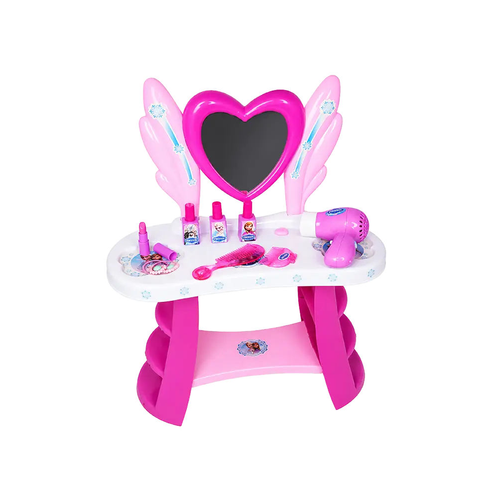 Frozen Girls Fashion Vanity Table Play Pink Set with Mirror & Hair Dryer