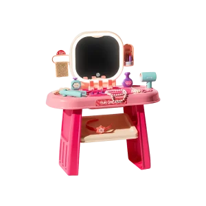 Funny Dresser Kids Vanity Table Play Pink Set with Light, Music & Beauty Accessories
