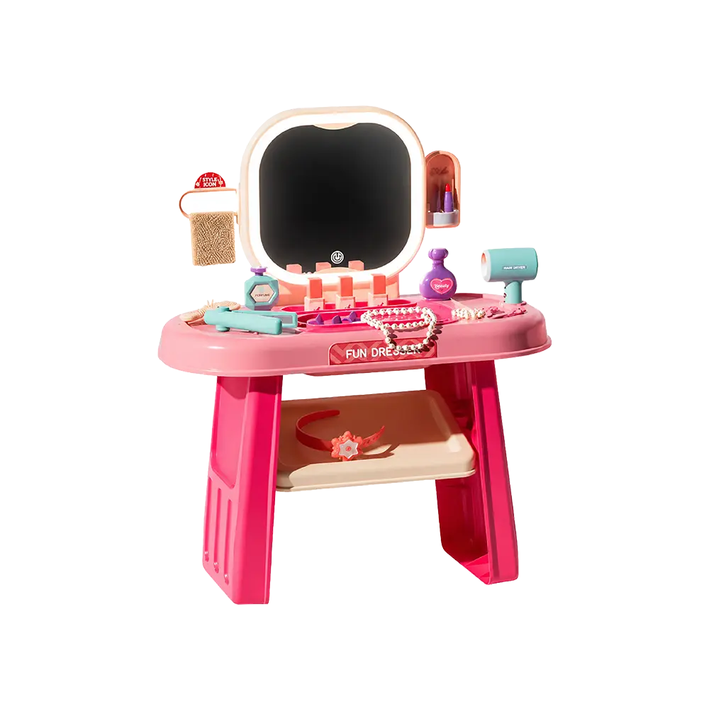 Funny-Dresser-Kids-Vanity-Table-Play-Pink-Set-with-Light,-Music-&-Beauty-Accessories Funny Dresser Kids Vanity Table Play Pink Set with Light, Music & Beauty Accessories