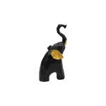Geometric Elephant Figurine Set Modern Resin Home Decor Black & Gold 2 Pieces2