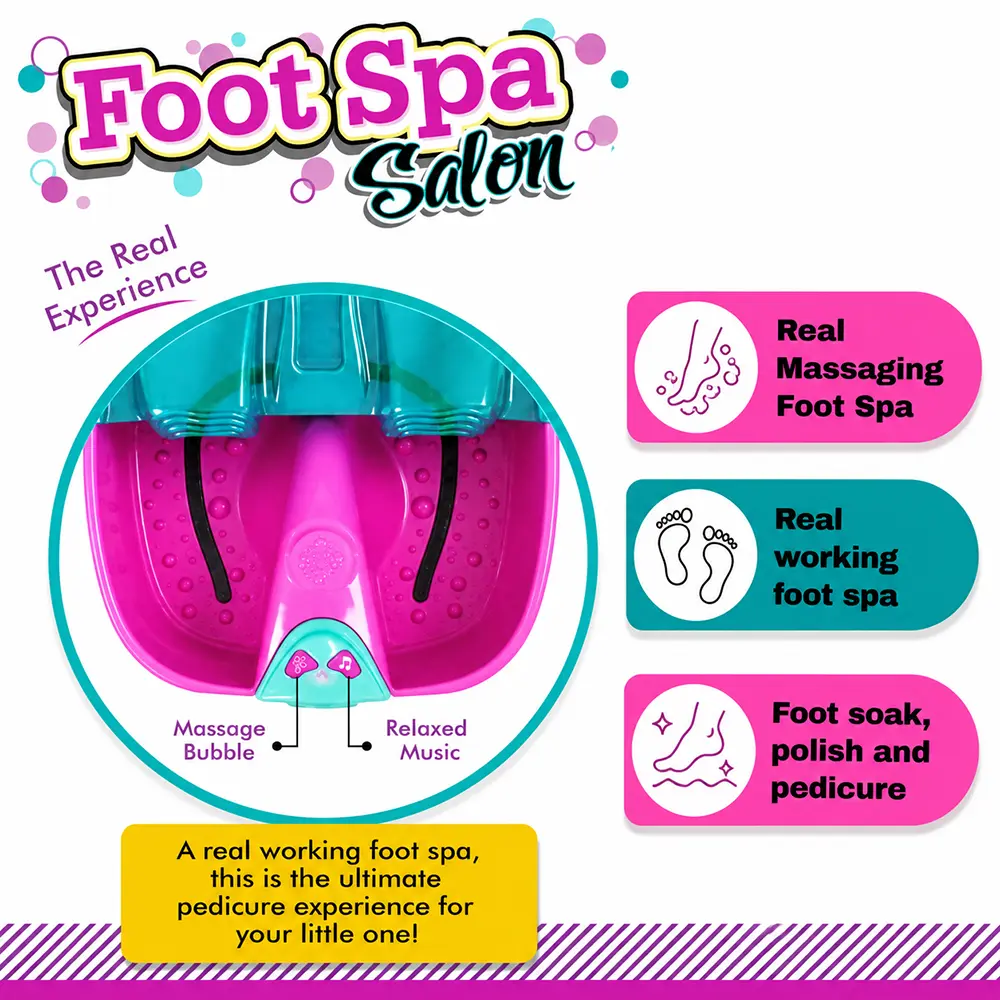 Girl's Creator Foot Spa Salon Working Pedicure Play Pink Set with Bubble & Music2
