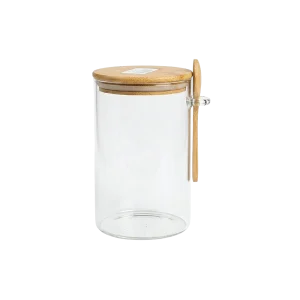 Glass Storage Jar Airtight Bamboo Lid 1L with Spoon Professional Storageware in Lebanon
