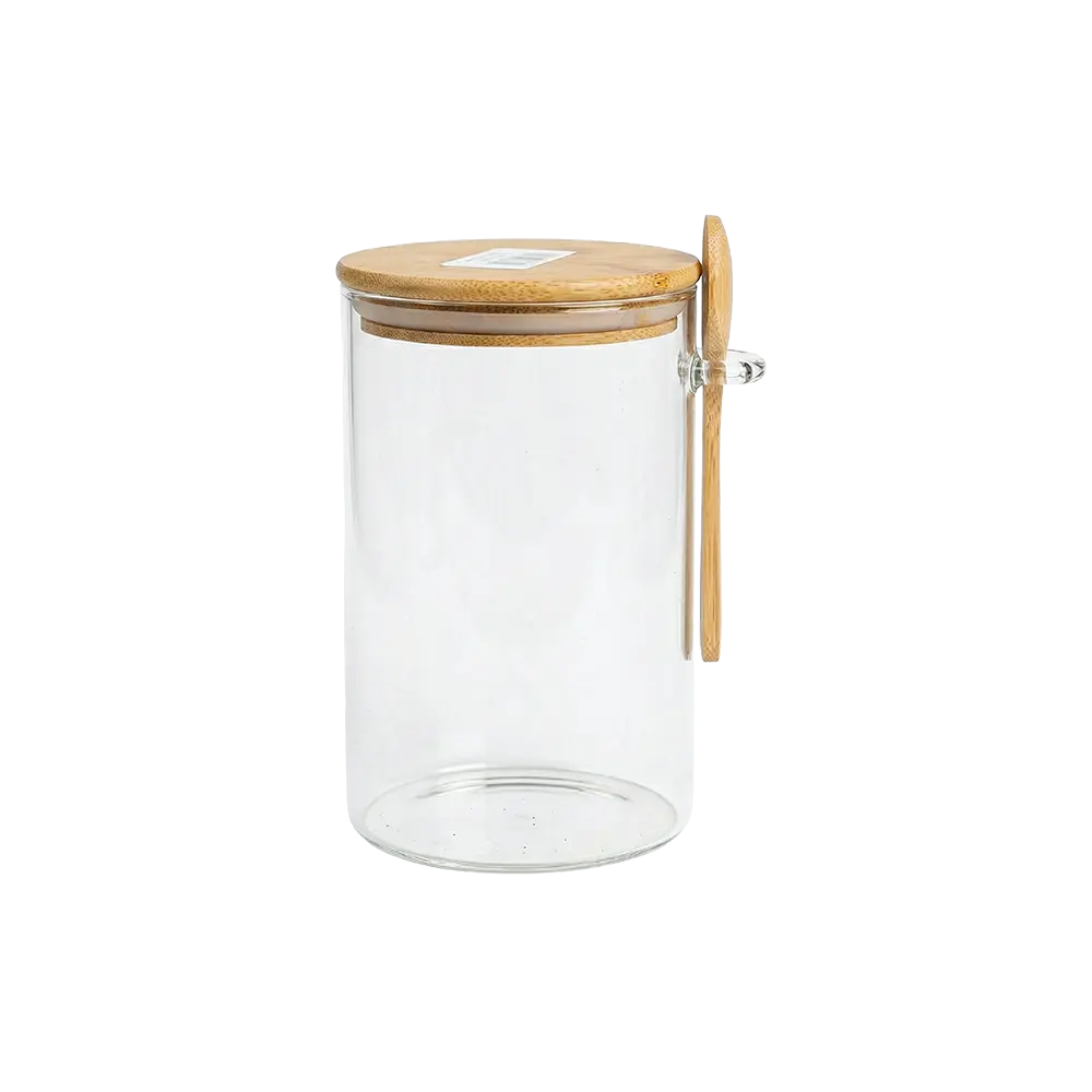 Glass Storage Jar Airtight Bamboo Lid 1L with Spoon Professional Storageware in Lebanon
