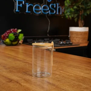 Glass Storage Jar Airtight Bamboo Lid 1L with Spoon Professional Storageware in Lebanon1