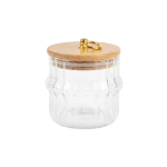 Glass Storage Jar Airtight Bamboo Lid 350ml Gold Handle Transparent Professional Storageware in Lebanon