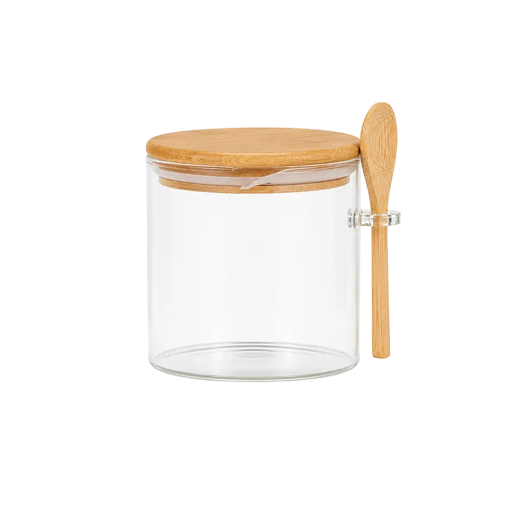 Glass Storage Jar Airtight Bamboo Lid 650ml with Spoon Professional Storageware in Lebanon