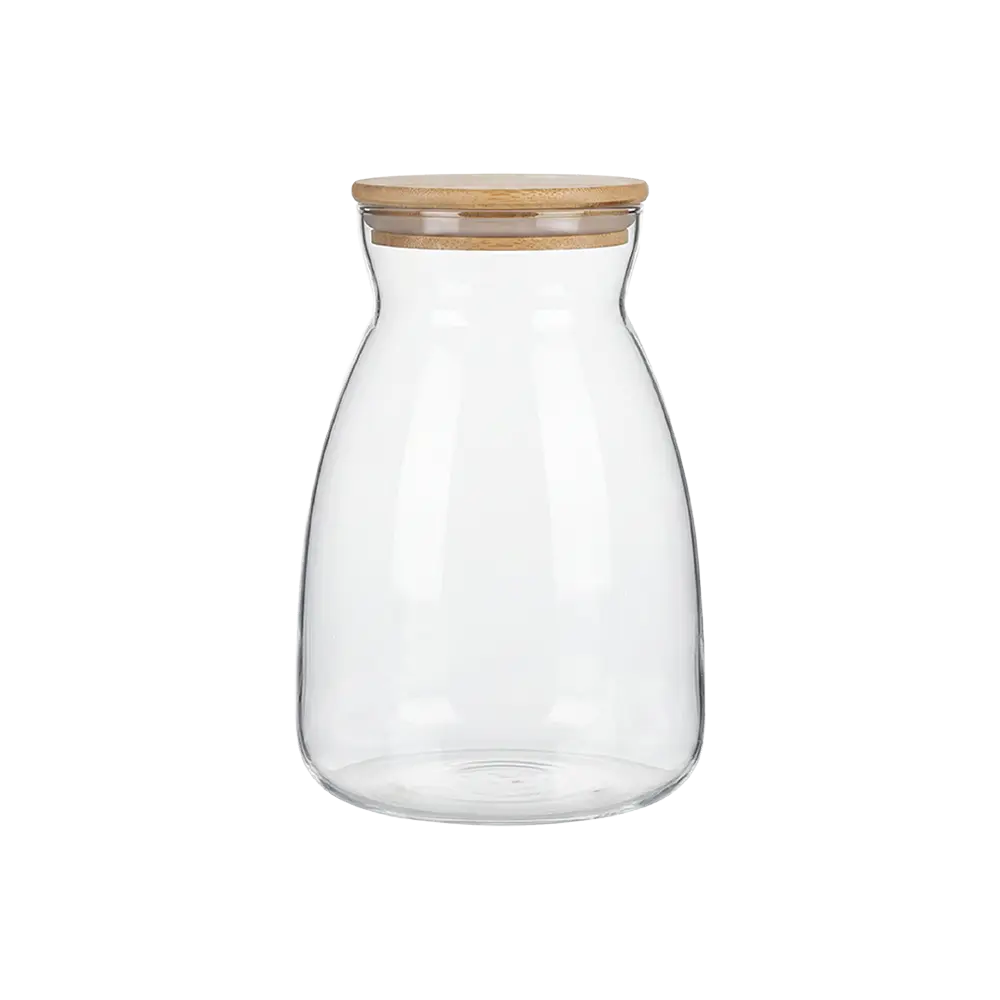 Glass Storage Jar Airtight Borosilicate Bamboo Lid Transparent 3L Professional Storageware in Lebanon