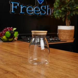 Glass Storage Jar Airtight Borosilicate Bamboo Lid Transparent 3L Professional Storageware in Lebanon1
