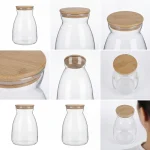Glass Storage Jar Airtight Borosilicate Bamboo Lid Transparent 3L Professional Storageware in Lebanon2