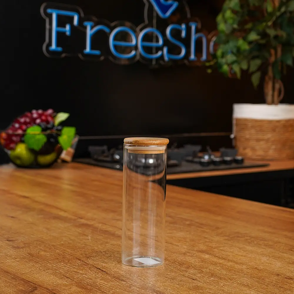Glass Storage Jar with Bamboo Lid 500ml Professional Storageware in Lebanon1