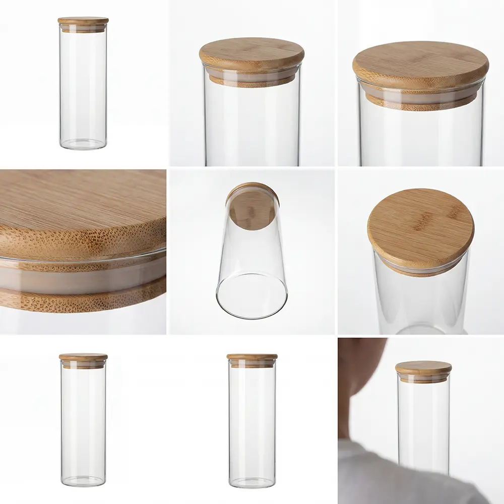 Glass Storage Jar with Bamboo Lid 500ml Professional Storageware in Lebanon2