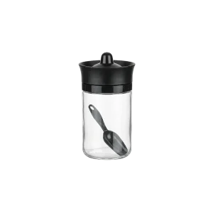 Hane Glass Storage Jar 314ml with Black Lid & Spoon Professional Storageware in Lebanon
