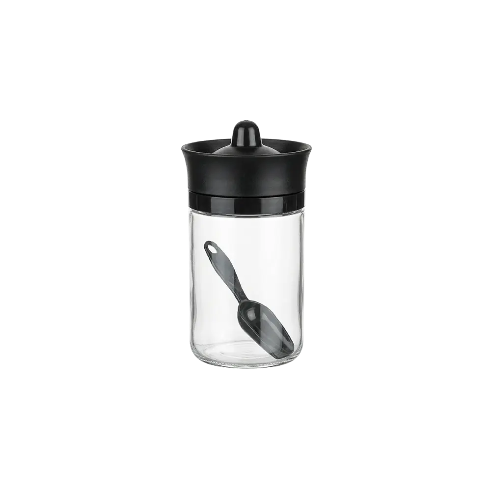 Hane-Glass-Storage-Jar-314ml-with-Black-Lid-&-Spoon-Professional-Storageware-in-Lebanon Hane Glass Storage Jar 314ml with Black Lid & Spoon Professional Storageware in Lebanon