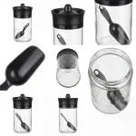 Hane-Glass-Storage-Jar-314ml-with-Black-Lid-&-Spoon-Professional-Storageware-in-Lebanon2 Hane Glass Storage Jar 314ml with Black Lid & Spoon Professional Storageware in Lebanon2