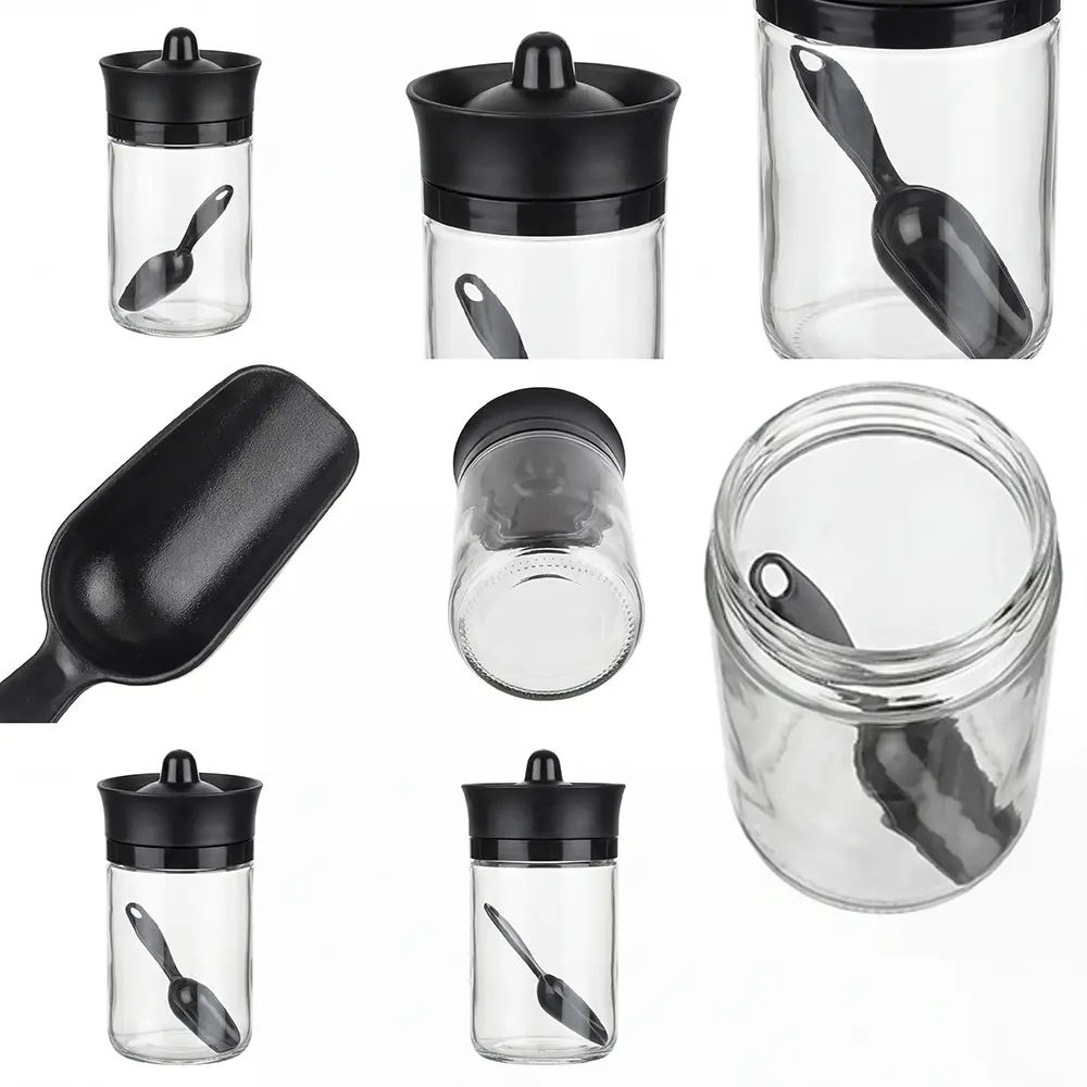 Hane-Glass-Storage-Jar-314ml-with-Black-Lid-&-Spoon-Professional-Storageware-in-Lebanon2 Hane Glass Storage Jar 314ml with Black Lid & Spoon Professional Storageware in Lebanon2
