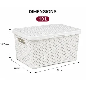 Hobby Life 10L Rattan Style 34 x 24 x 15.7 cm Storage Box with Lid 04