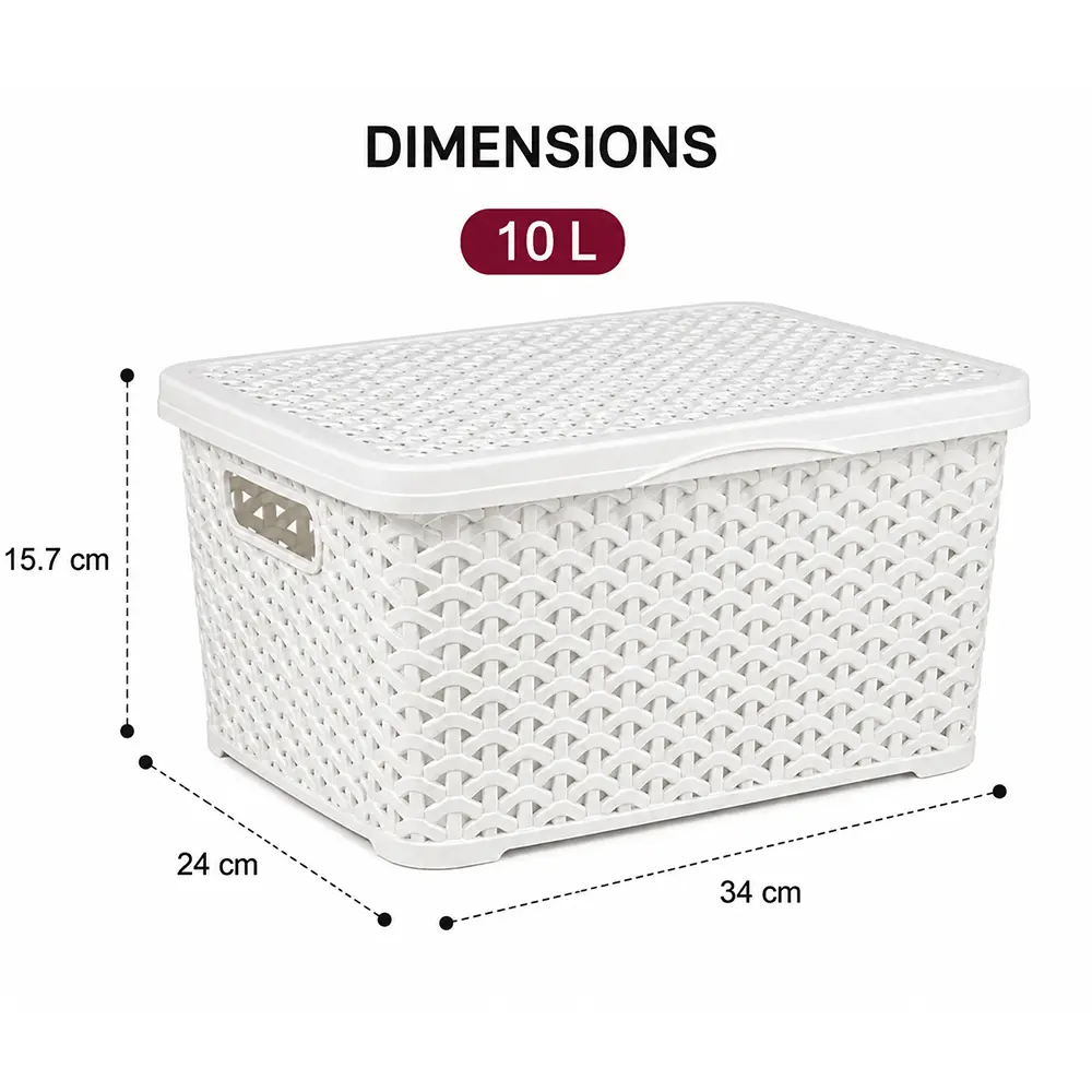 Hobby Life 10L Rattan Style 34 x 24 x 15.7 cm Storage Box with Lid 04