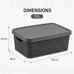 Hobby Life 13L Diamond Textured 38.5 x 28 x 15.5 cm Storage Box with Lid 04