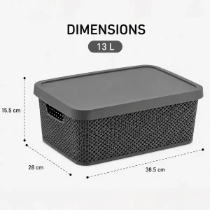 Hobby Life 13L Diamond Textured 38.5 x 28 x 15.5 cm Storage Box with Lid 04