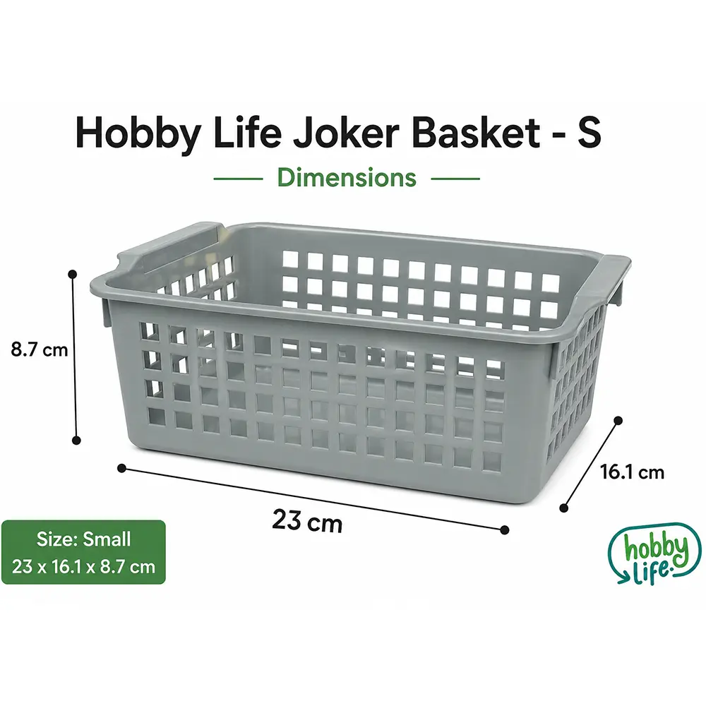 Hobby-Life-23-x-16.1-x-8.7-cm-Joker-Ventilated-Multipurpose-Basket-with-Handles-04-12491 Hobby Life 23 x 16.1 x 8.7 cm Joker Ventilated Multipurpose Basket with Handles 04