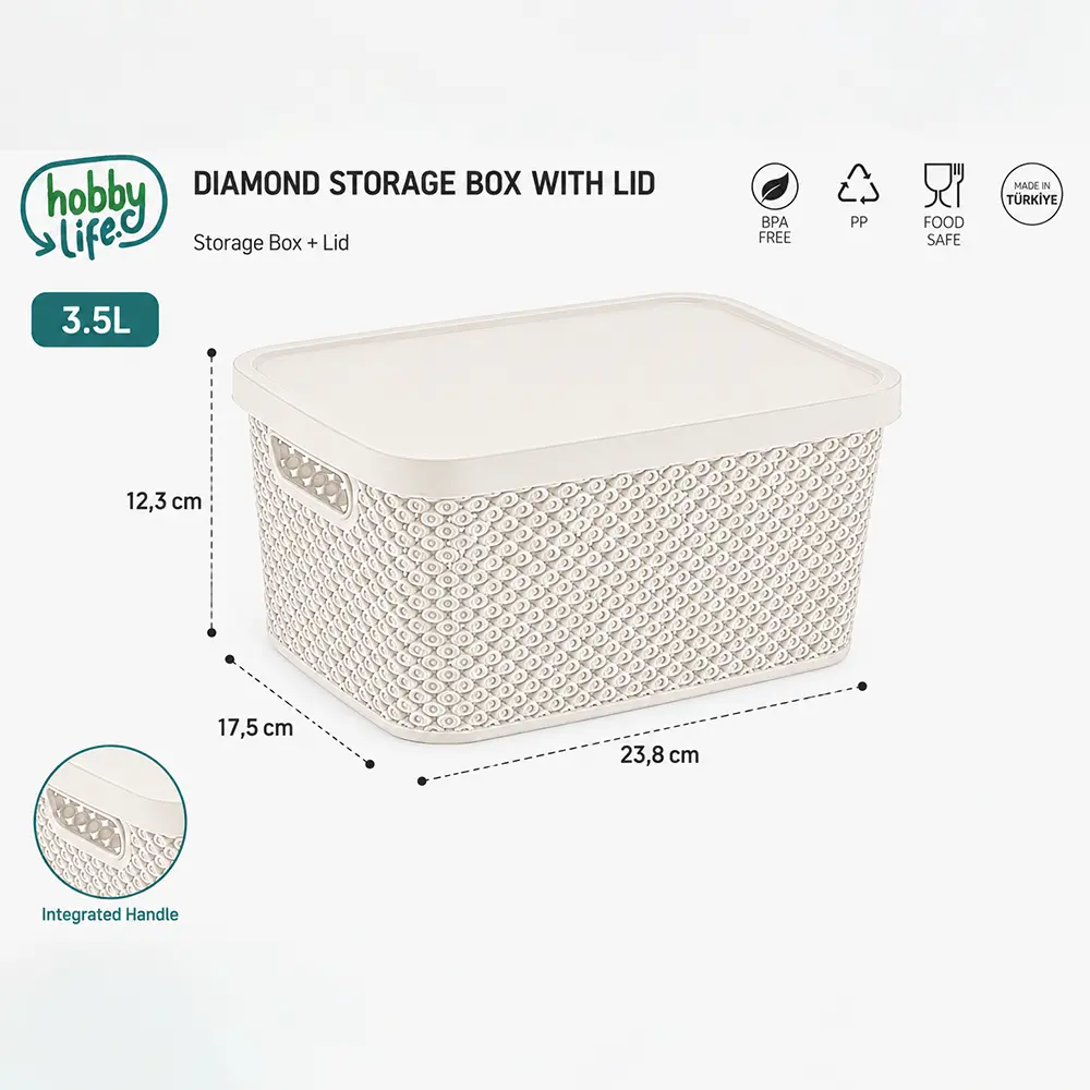 Hobby-Life-3.5L-Diamond-Textured-Storage-Box-with-Lid-04-12591 Hobby Life 3.5L Diamond Textured Storage Box with Lid 04