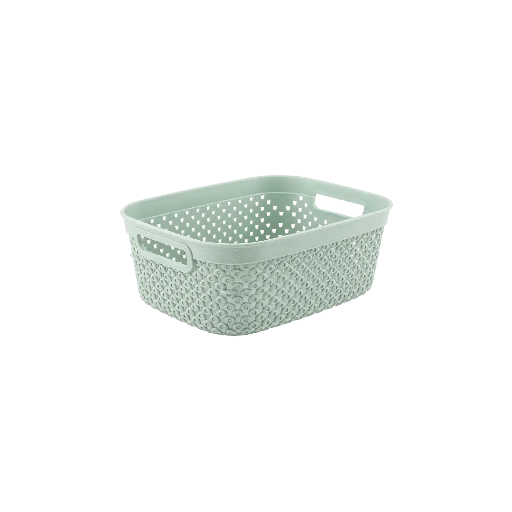Hobby Life Diamond Flat Storage Basket with Side Handles 1.3L, 13.5 x 18 x 7 cm, Model 04 1276 Mint Green