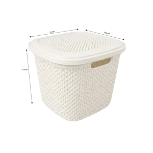 Hobby Life Diamond Multipurpose Storage Basket with Lid & Side Handles 15L, 31 x 31.2 x 27.5 cm Model 04 1272 Assorted Colors1