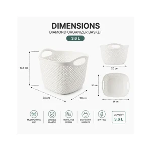 Hobby Life Diamond Square Organizer Basket Woven Design 3.6L Medium Assorted Colors1
