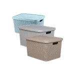 Hobby Life Diamond Storage Box with Lid and Side Handles 19L 28 x 38.5 x 22 cm Model 04 1262 Beige Blue & Light Grey