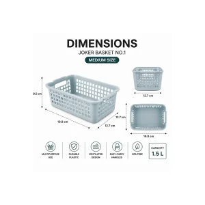 Hobby Life Joker Basket No.1 Multipurpose Organizer Ventilated Design 19.8 x 12.7 x 9 cm Assorted Colors1