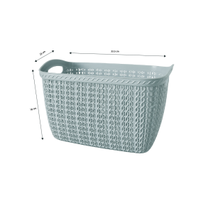 Hobby Life Knit Multipurpose Storage Basket blue with Integrated Handles 10L, 23 x