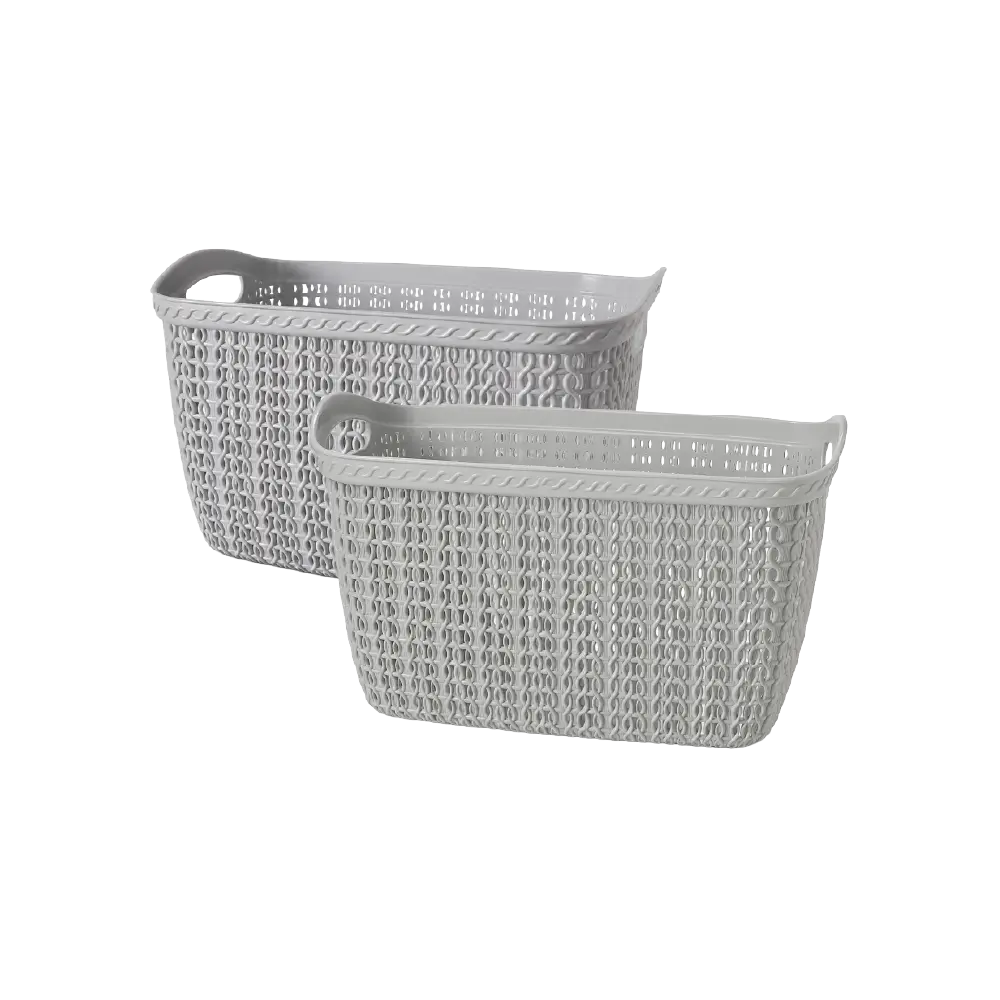 Hobby Life Knit Multipurpose Storage Basket with Integrated Handles 10L, 23 x 33.5 x 18 cm, Model 08 1061 Light Grey & Blue