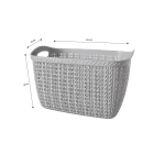 Hobby Life Knit Multipurpose Storage Basket with Integrated Handles 10L, 23 x 33.5 x 18 cm, Model 08 1061 Light Grey & Blue1