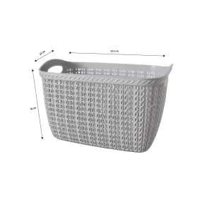Hobby Life Knit Multipurpose Storage Basket with Integrated Handles 10L, 23 x 33.5 x 18 cm, Model 08 1061 Light Grey & Blue1