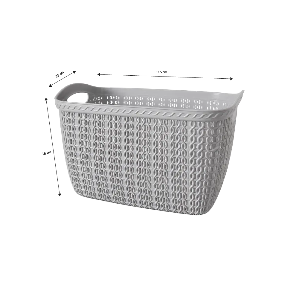 Hobby Life Knit Multipurpose Storage Basket with Integrated Handles 10L, 23 x 33.5 x 18 cm, Model 08 1061 Light Grey & Blue1